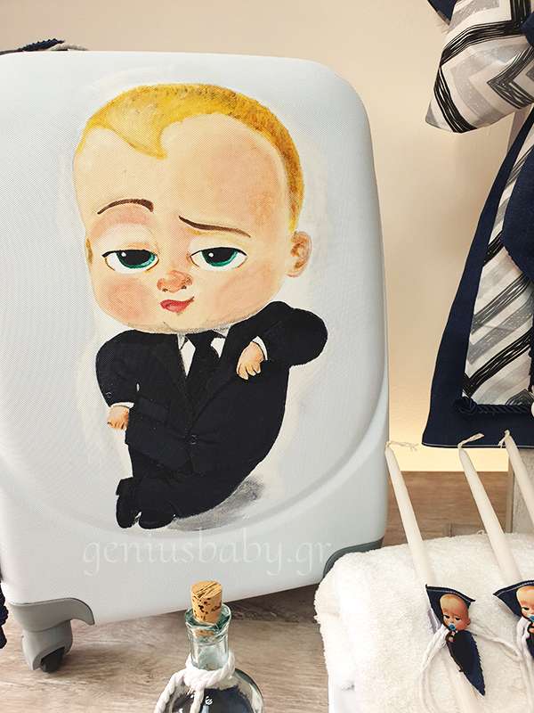 Σετ βάπτισης Baby Boss με ζωγραφισμένη βαλίτσα