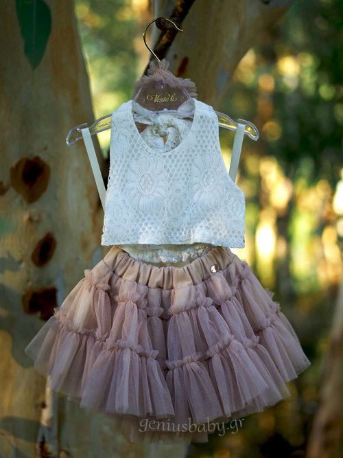 Βρεφική παιδική τούλινη φούστα tutu Light Taupe Vinteli
