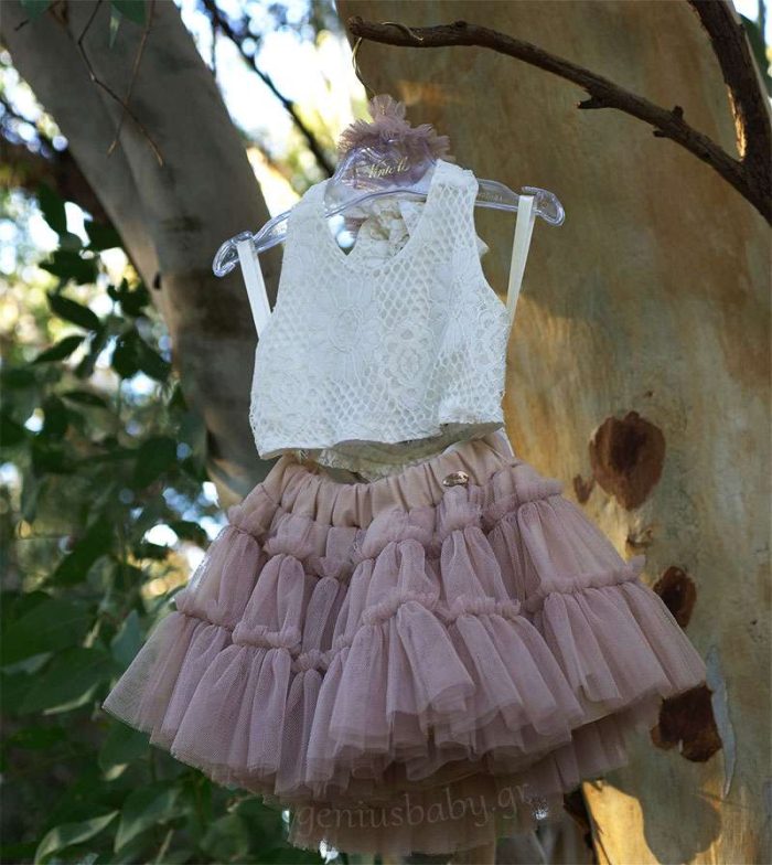 Βρεφική παιδική τούλινη φούστα tutu Light Taupe Vinteli