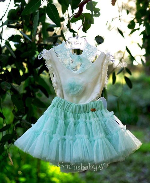 Βρεφική παιδική τούλινη φούστα tutu μέντα Vinteli