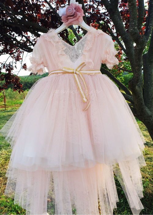 Βαπτιστικό φόρεμα dusty pink- Stova Bambini | Geniusbaby.gr