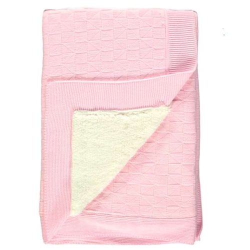 Βρεφική ροζ κουβέρτα αγκαλιάς με επένδυση γούνας