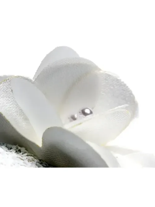 Πέδιλο αγκαλιάς λευκό με glitter και λουλούδι-Everkid