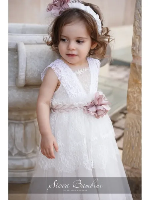 Boho chic βαπτιστικό φόρεμα Stova Bambini