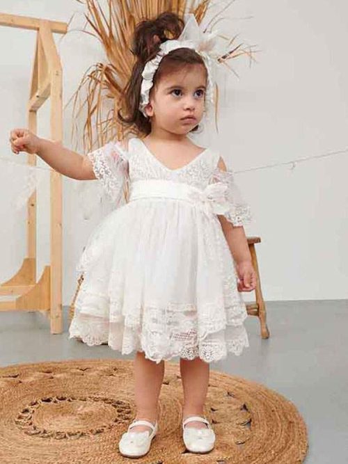 Φόρεμα λευκό μπόχο με μανίκι - Bonito