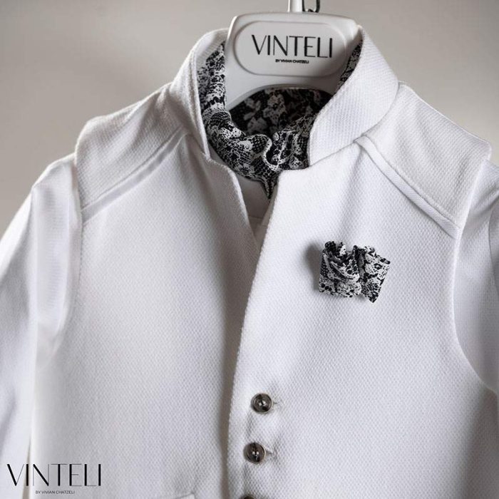 Λευκό-Γκρι Βαπτιστικό Κοστούμι Vinte li